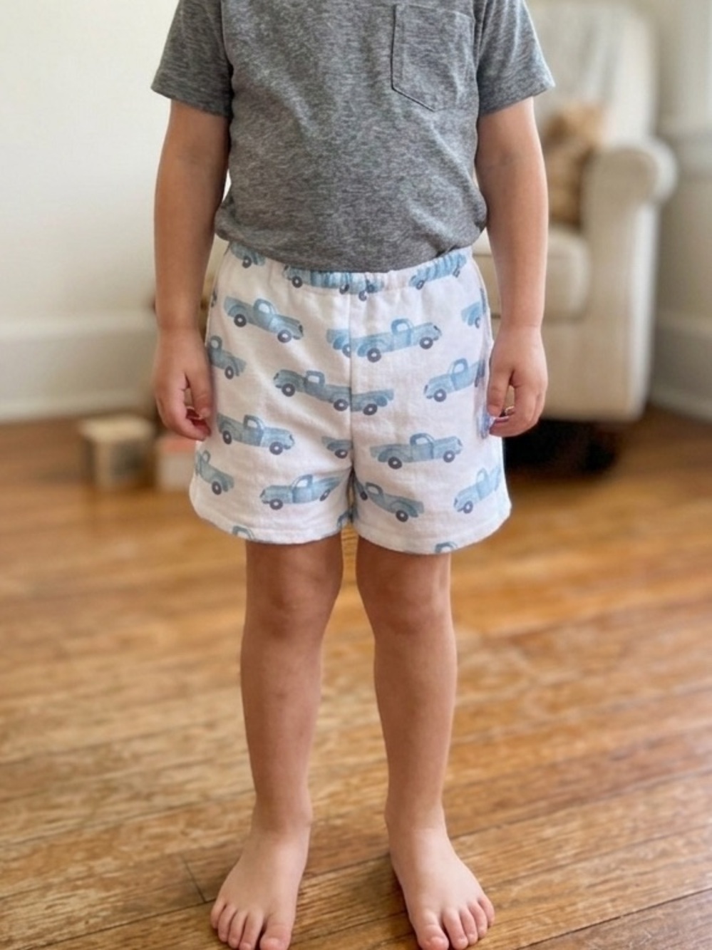 Toddler Shorts with Blue Car Print